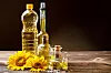 Various types of edible oils in bottles