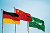 Flags at a BASF plant in China / Flaggen an einem BASF-Standort in China