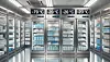 A pharmaceutical storage room with industrial-grade refrigerators, each displaying clear digital temperature readings of -70 °C and -20 °C.