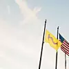 US-Flagge vor Merck-Standort